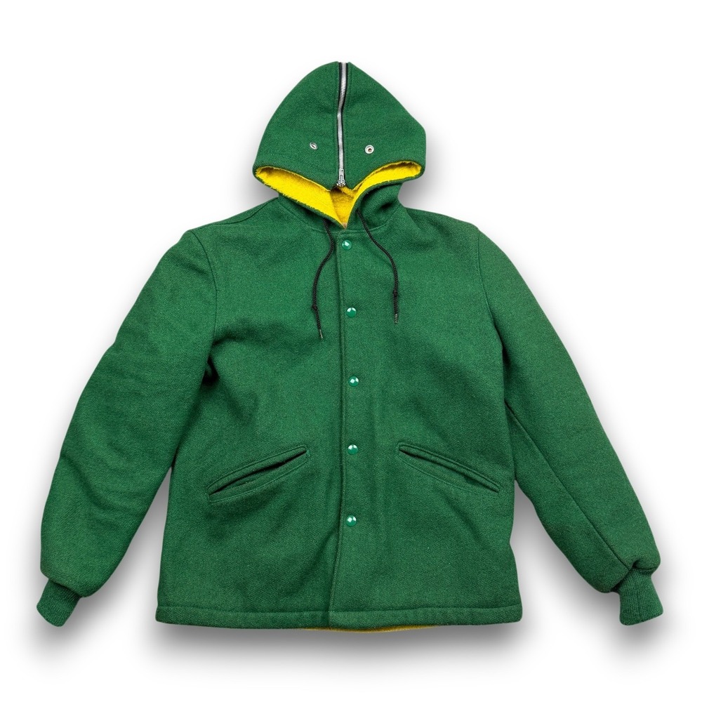 DeLONG Sportswear Jacket Youth XL Green Snap Button Fleece Lined Vintage 90s Y2K